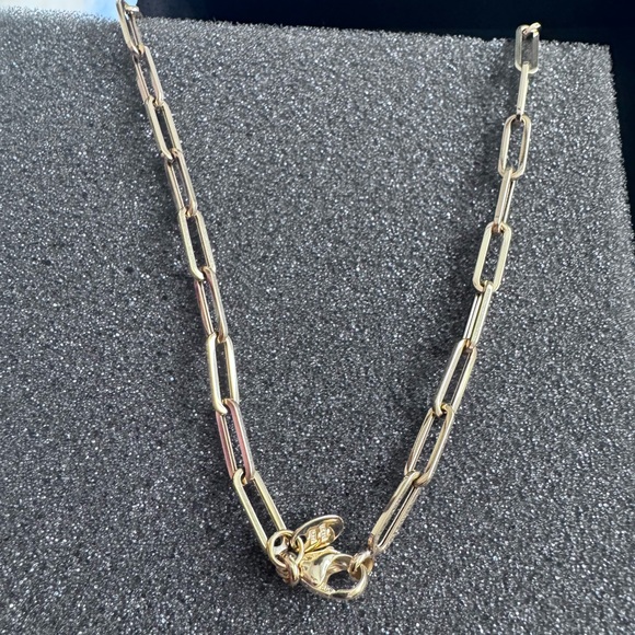 FINAL⬇️FLAWLESS 14K GOLD PAPERCLIP NECKLACE WITH GENUINE DIAMONDS - Picture 3 of 7